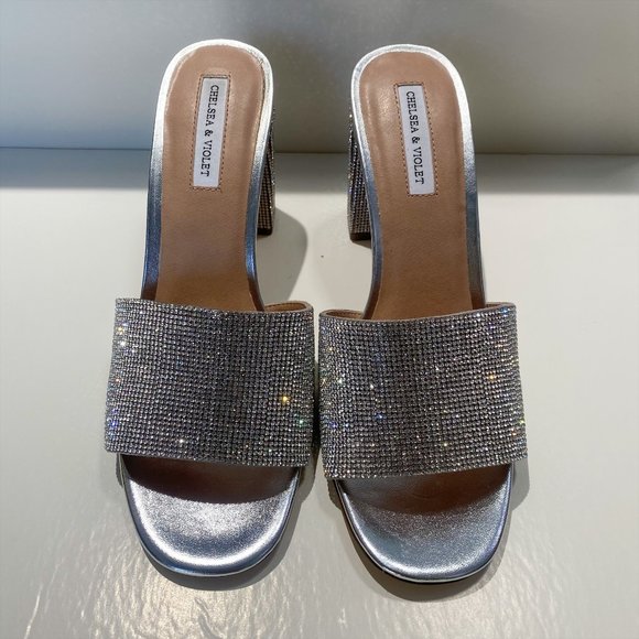 CHELSEA & VIOLET SILVER RHINESTONE HEELS - Picture 4 of 9